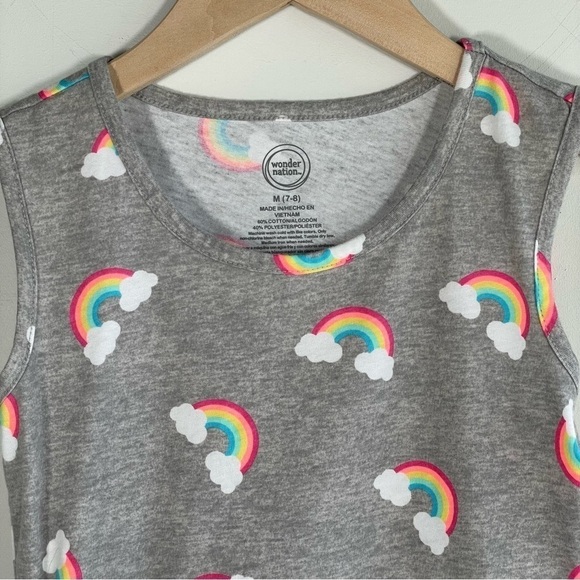 Wonder Nation Girls Dress Rainbows and Clouds Heather Gray Size Medium 7-8 - Picture 6 of 6